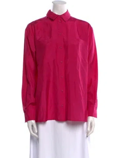 Pre-owned Sézane Silk Long Sleeve Button-up Top W/ Tags In Pink