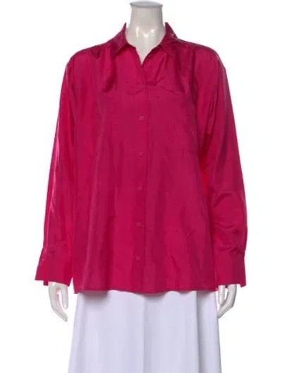 Pre-owned Sézane Silk Long Sleeve Button-up Top W/ Tags In Pink