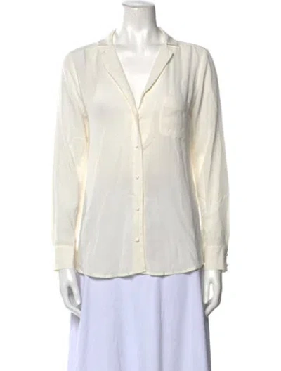 Pre-owned Sézane Silk Long Sleeve Button-up Top In White