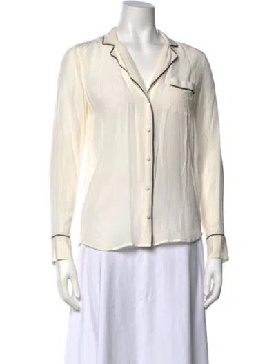 Pre-owned Sézane Silk Long Sleeve Button-up Top In White