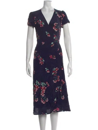 Pre-owned Sézane Silk Midi Length Dress In Blue