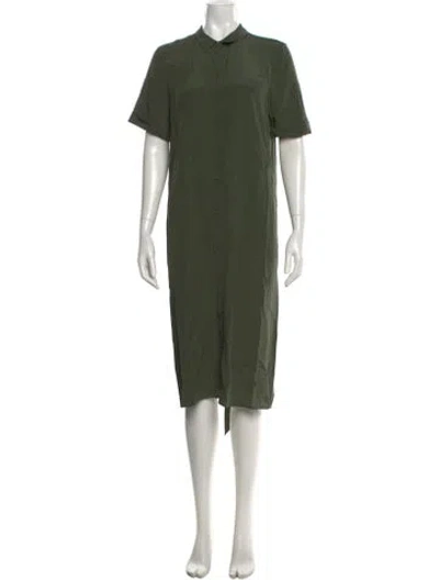 Pre-owned Sézane Silk Midi Length Dress In Green