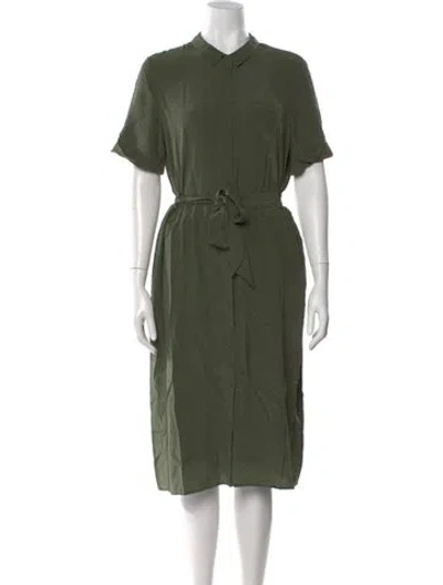 Pre-owned Sézane Silk Midi Length Dress In Green