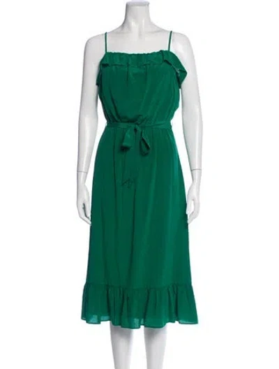 Pre-owned Sézane Silk Midi Length Dress In Green