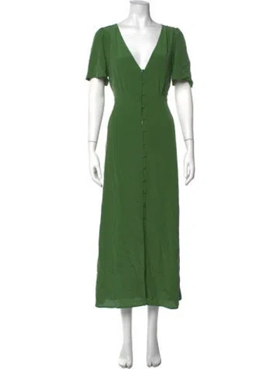 Pre-owned Sézane Silk Midi Length Dress In Green