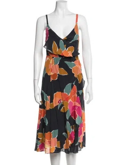 Pre-owned Sézane Silk Midi Length Dress In Multi