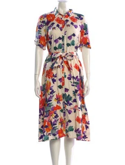 Pre-owned Sézane Silk Midi Length Dress In Neutral