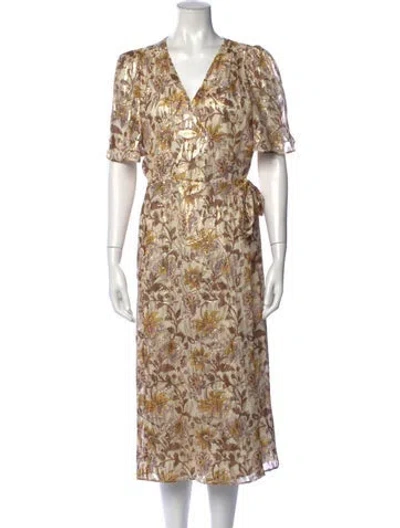 Pre-owned Sézane Silk Midi Length Dress In Neutrals