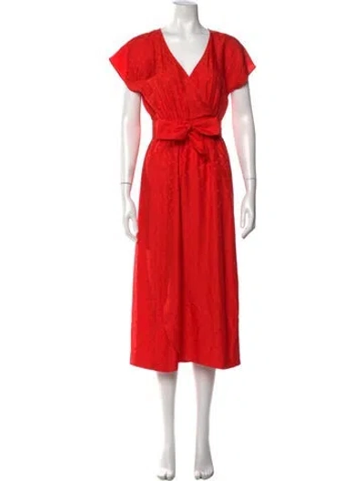 Pre-owned Sézane Silk Midi Length Dress In Orange