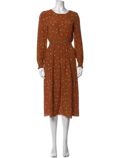 Pre-owned Sézane Silk Midi Length Dress In Orange