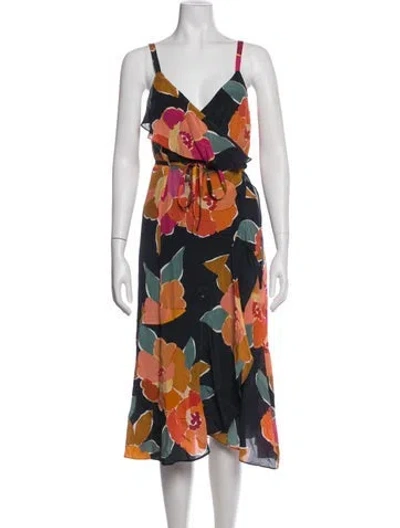 Pre-owned Sézane Silk Midi Length Dress In Orange