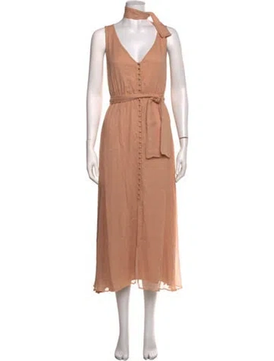 Pre-owned Sézane Silk Midi Length Dress In Orange