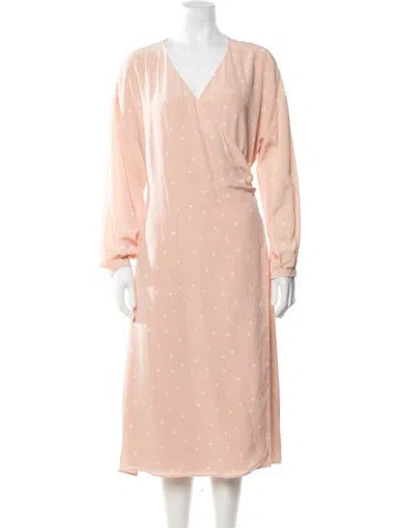 Pre-owned Sézane Silk Midi Length Dress In Pink