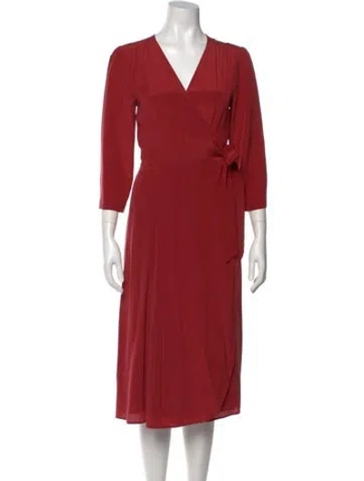 Pre-owned Sézane Silk Midi Length Dress In Red