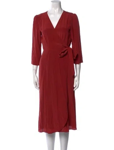 Pre-owned Sézane Silk Midi Length Dress In Red
