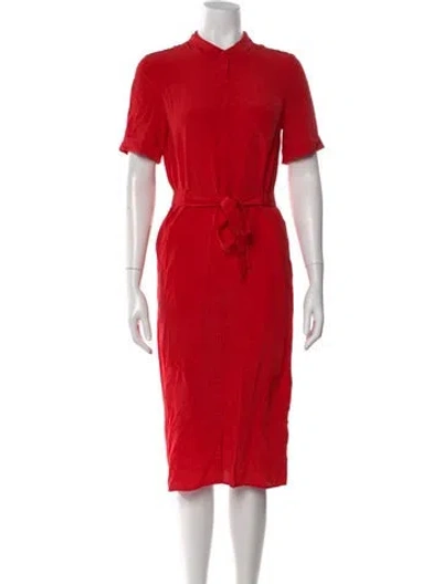Pre-owned Sézane Silk Midi Length Dress In Red