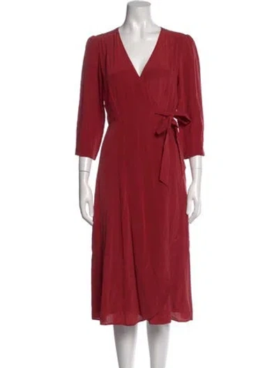 Pre-owned Sézane Silk Midi Length Dress In Red