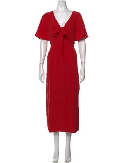 Pre-owned Sézane Silk Midi Length Dress In Red