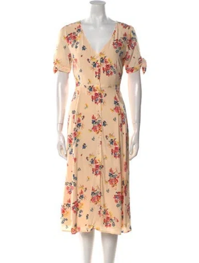 Pre-owned Sézane Silk Midi Length Dress W/ Tags In Pink