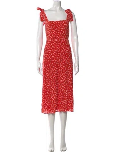 Pre-owned Sézane Silk Midi Length Dress W/ Tags In Red