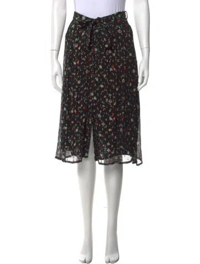 Pre-owned Sézane Silk Midi Length Skirt In Black
