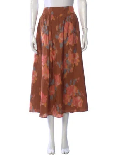 Pre-owned Sézane Silk Midi Length Skirt In Brown