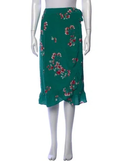 Pre-owned Sézane Silk Midi Length Skirt In Green