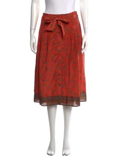 Pre-owned Sézane Silk Midi Length Skirt In Orange