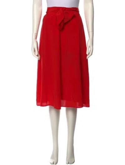 Pre-owned Sézane Silk Midi Length Skirt In Red