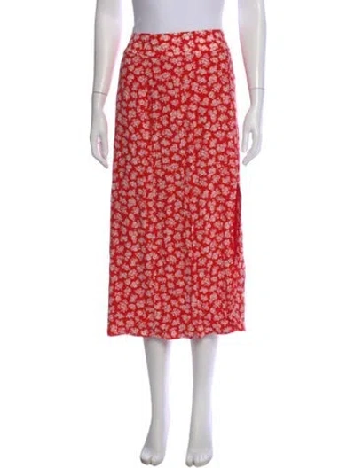 Pre-owned Sézane Silk Midi Length Skirt In Red
