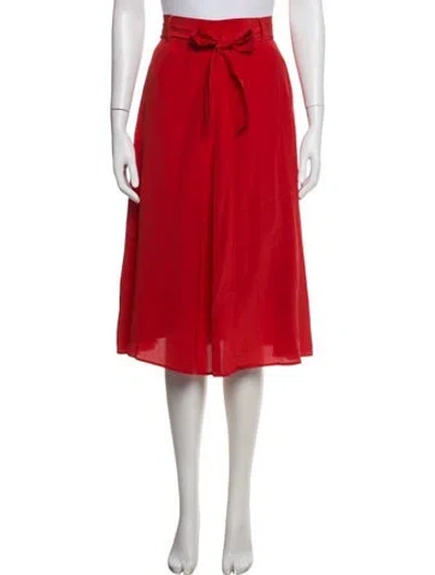 Pre-owned Sézane Silk Midi Length Skirt In Red