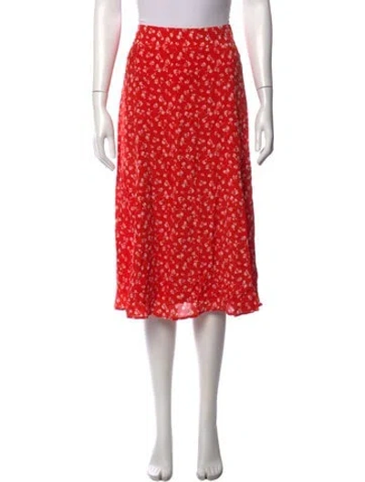 Pre-owned Sézane Silk Midi Length Skirt In Red