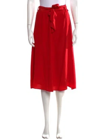 Pre-owned Sézane Silk Midi Length Skirt In Red