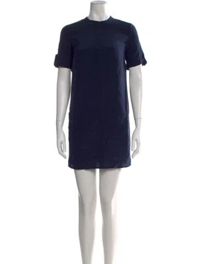 Pre-owned Sézane Silk Mini Dress In Blue