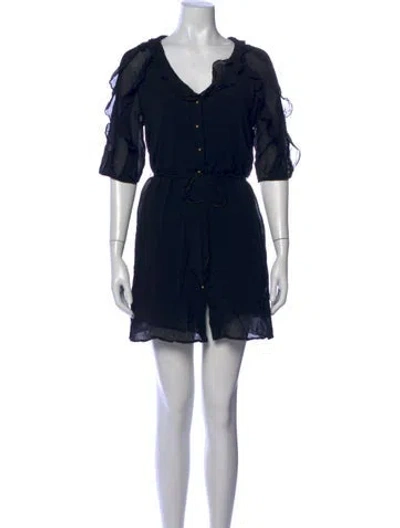 Pre-owned Sézane Silk Mini Dress In Blue