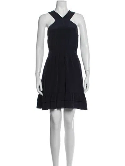 Pre-owned Sézane Silk Mini Dress In Blue
