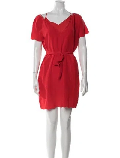 Pre-owned Sézane Silk Mini Dress In Red