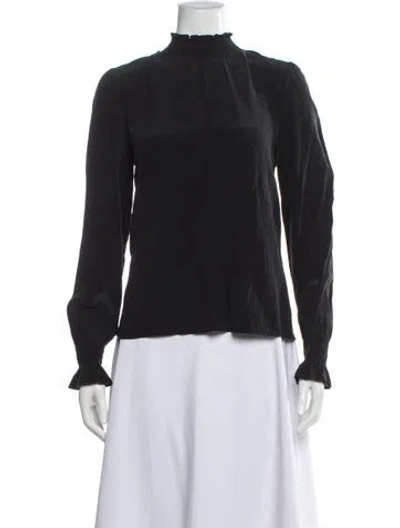 Pre-owned Sézane Silk Mock Neck Blouse In Gray