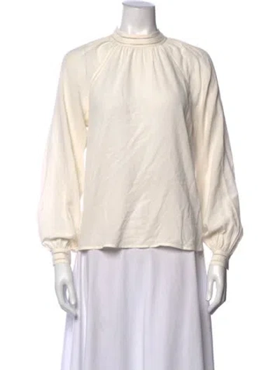Pre-owned Sézane Silk Mock Neck Blouse In Neutrals