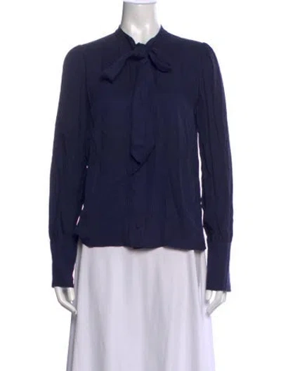 Pre-owned Sézane Silk Patterned Blouse In Blue