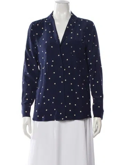 Pre-owned Sézane Silk Polka Dot Print Blouse In Blue
