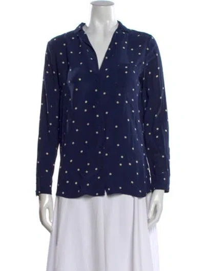 Pre-owned Sézane Silk Polka Dot Print Blouse In Blue