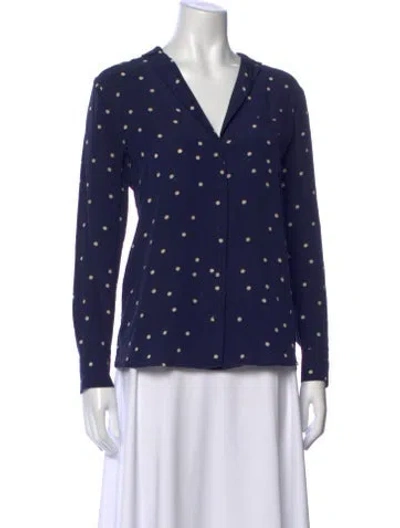 Pre-owned Sézane Silk Polka Dot Print Blouse In Blue