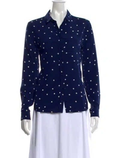Pre-owned Sézane Silk Polka Dot Print Blouse In Blue