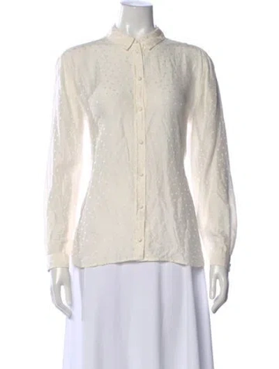 Pre-owned Sézane Silk Polka Dot Print Blouse In Neutral