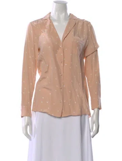 Pre-owned Sézane Silk Polka Dot Print Blouse In Pink
