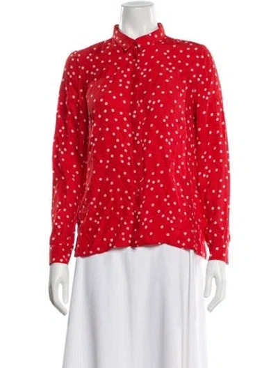 Pre-owned Sézane Silk Polka Dot Print Blouse In Red