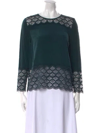 Pre-owned Sézane Silk Printed Blouse In Green