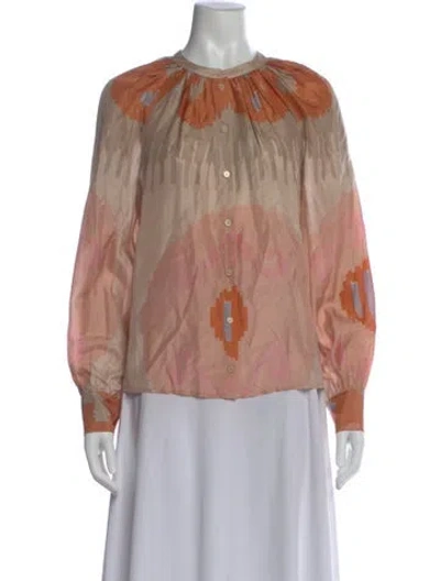 Pre-owned Sézane Silk Printed Blouse In Neutral