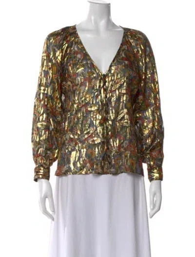 Pre-owned Sézane Silk Printed Blouse W/ Tags In Multi